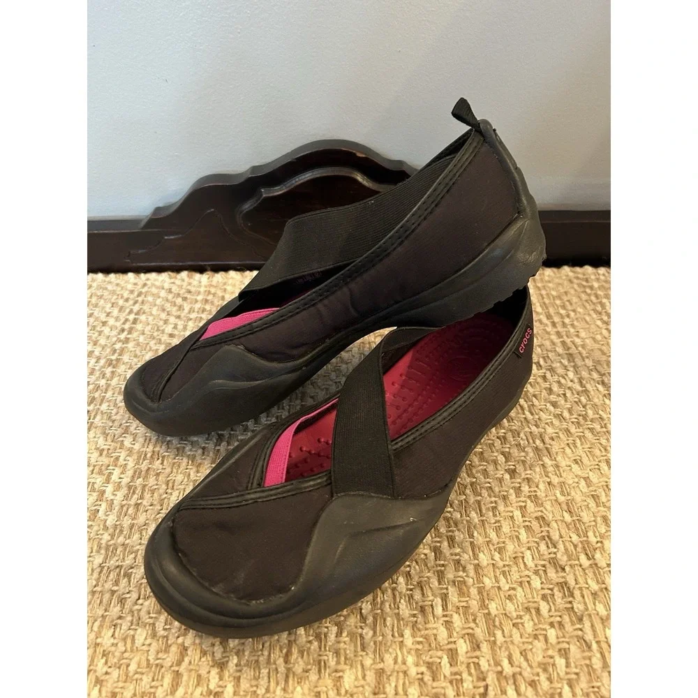Crocs Molly Mary Jane Slip On Flat Shoes Size 9 Summer Beach Comfortable Pink